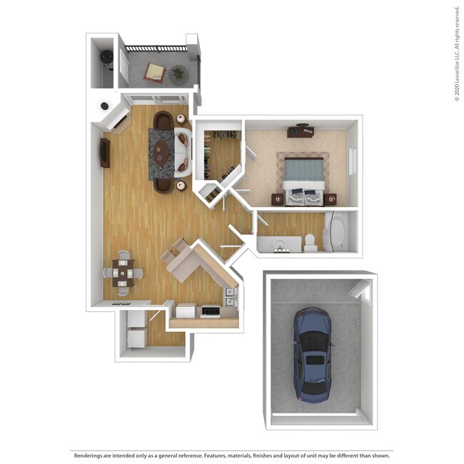 1 Bed 1 Bath 974 SqFt (871 Net) 2033 floor plan